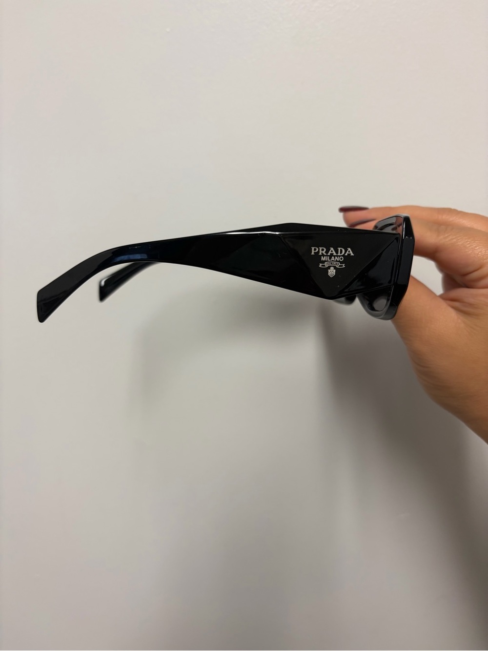 Prada Black Rectangular Women's Sunglasses with Dark Lenses - Picture 4 of 6